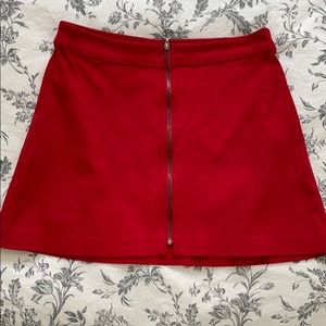 Zara front zip up red skirt